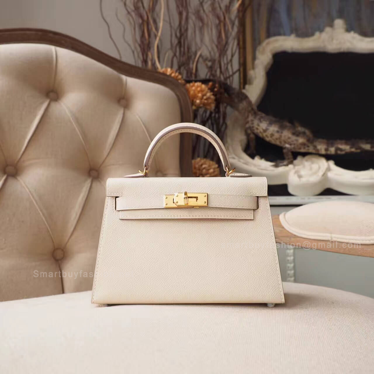Hermes Mini Kelly II Bag in ck10 Craie Epsom GHW